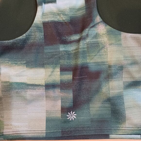 NEW Athleta Conscious Crop Bra Size XS/ A-C Cup Green Abstract Print Tank Top - Picture 7 of 10